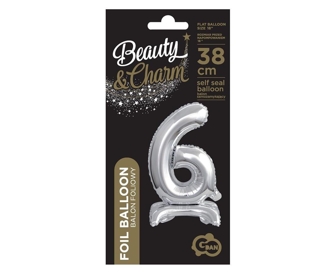 B&C FOIL BALLOON STANDING 6, SILVER, 38 CM GODAN